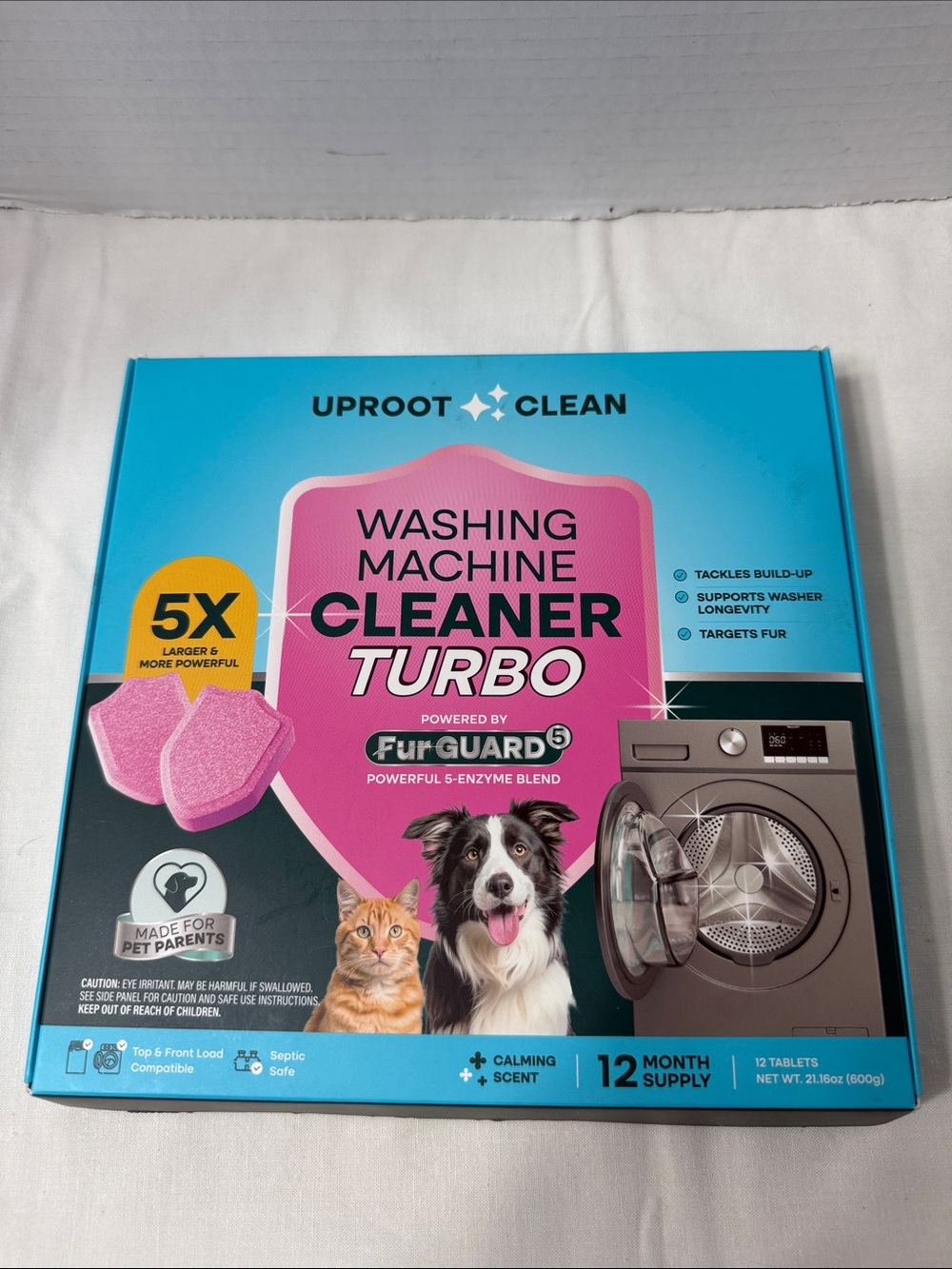 Uproot Clean Washing Machine Cleaner Turbo Fur Guard 11 Month Supply 11 Tablets